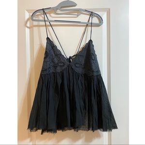 Free People Black Tie Top! Great Condition